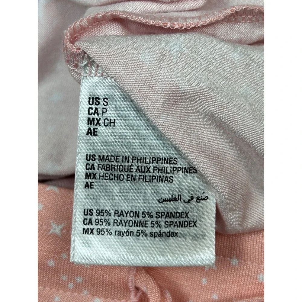 Alfani Intimates Womens Small Pajama Set Pink Star Print Rayon  NWT